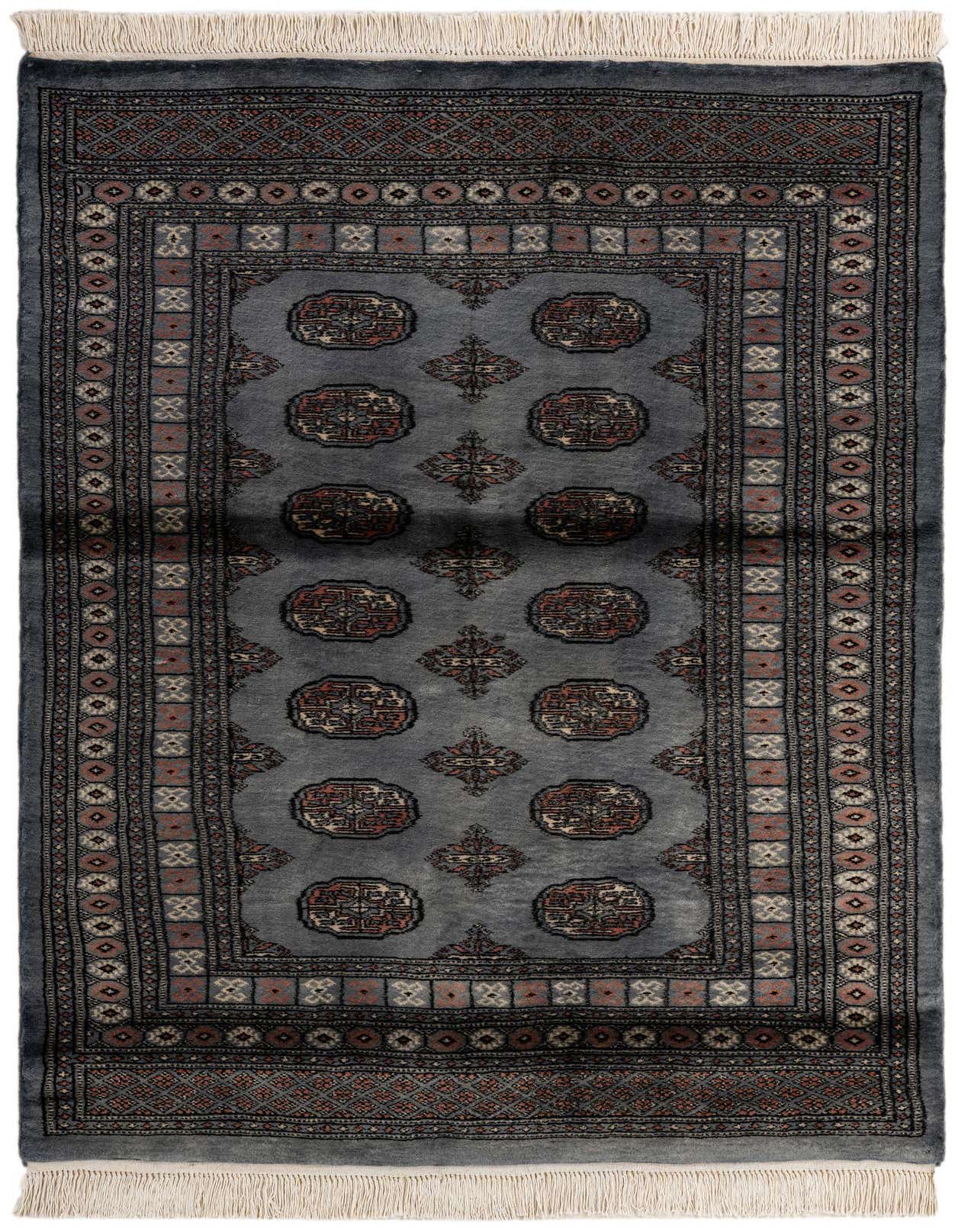4' 2 x 6' 3 Hand Knotted Torkaman Persian Wool Rug