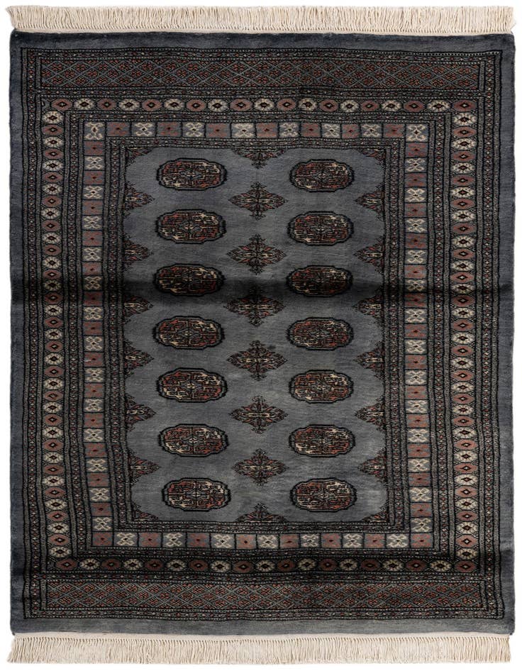 Detail image of 4' 2 x 6' 3 Hand Knotted Torkaman Persian Wool Rug