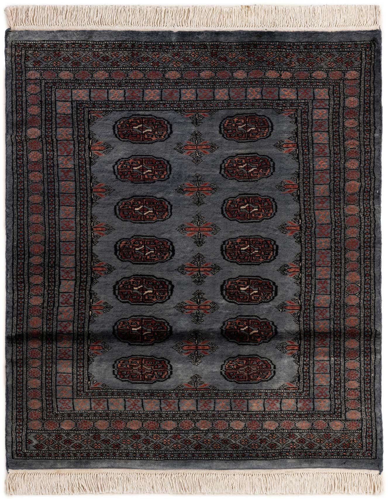 4' 1 x 5' 7 Hand Knotted Torkaman Persian Wool Rug