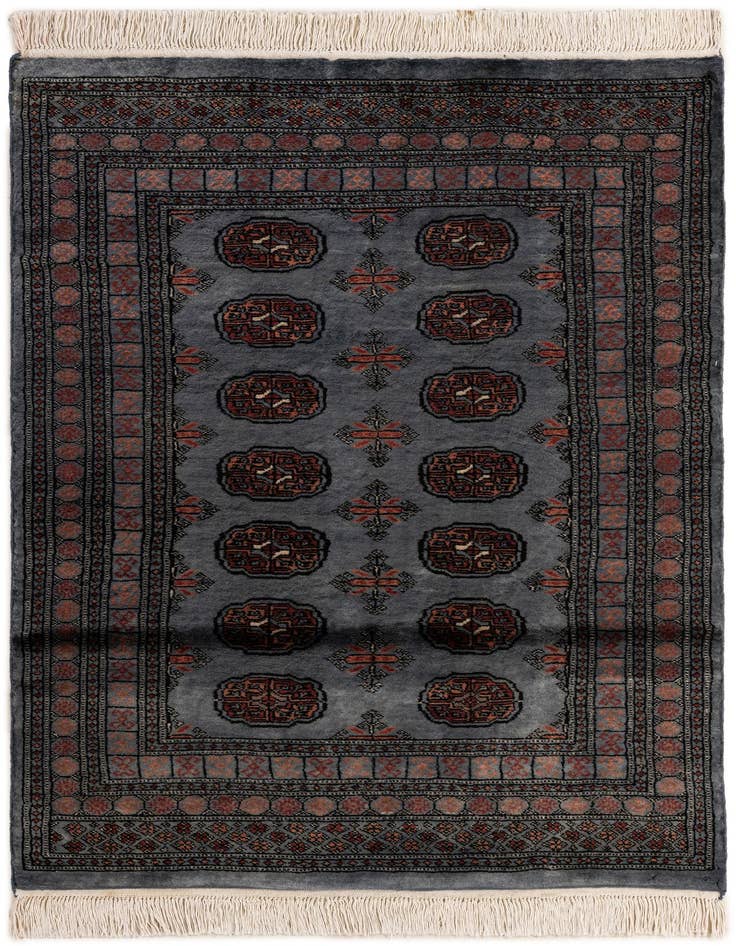 Detail image of 4' 1 x 5' 7 Hand Knotted Torkaman Persian Wool Rug