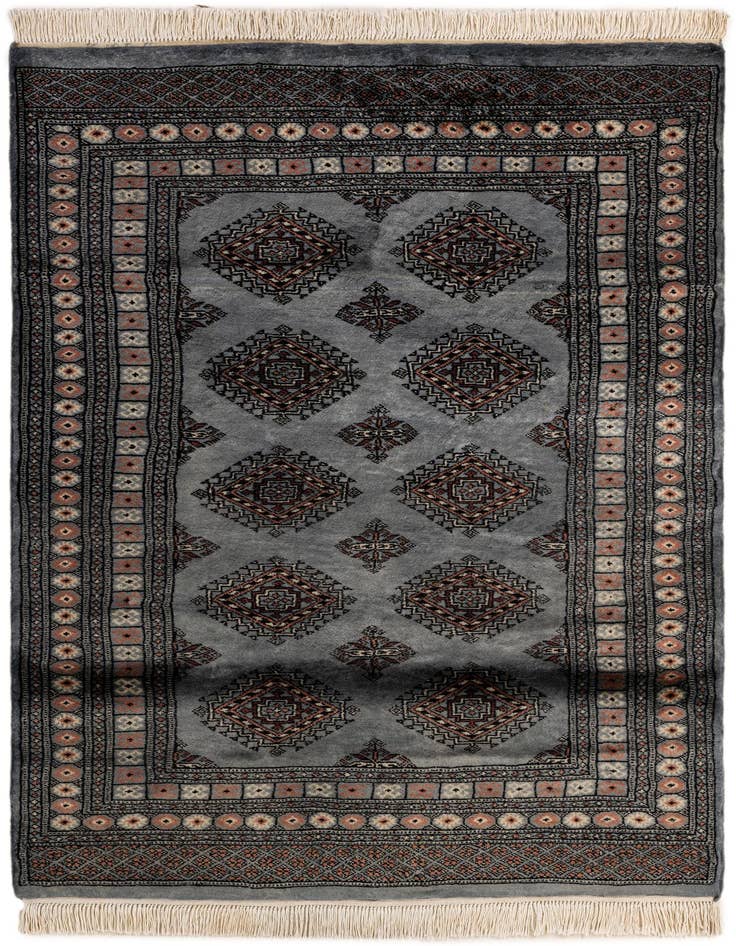 Detail image of 4' 2 x 5' 9 Hand Knotted Torkaman Persian Wool Rug