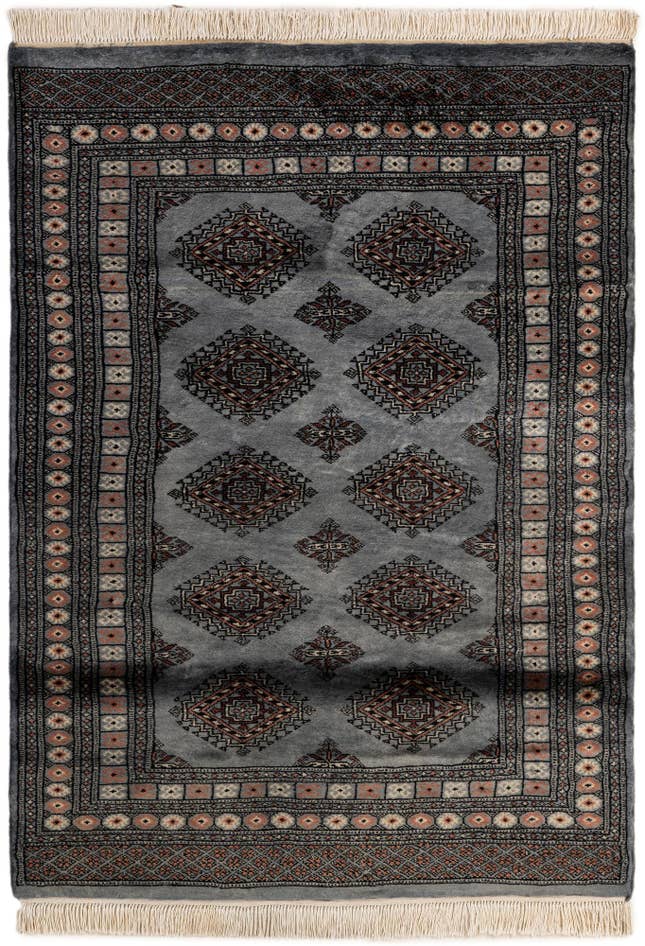 Detail image of 4' 2 x 5' 9 Hand Knotted Torkaman Persian Wool Rug
