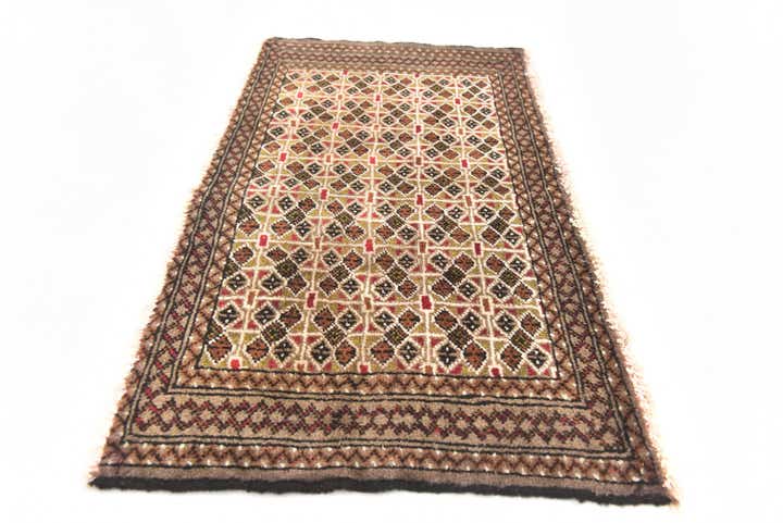 1' 8 x 3' 5 Hand Knotted Torkaman Persian Wool Rug