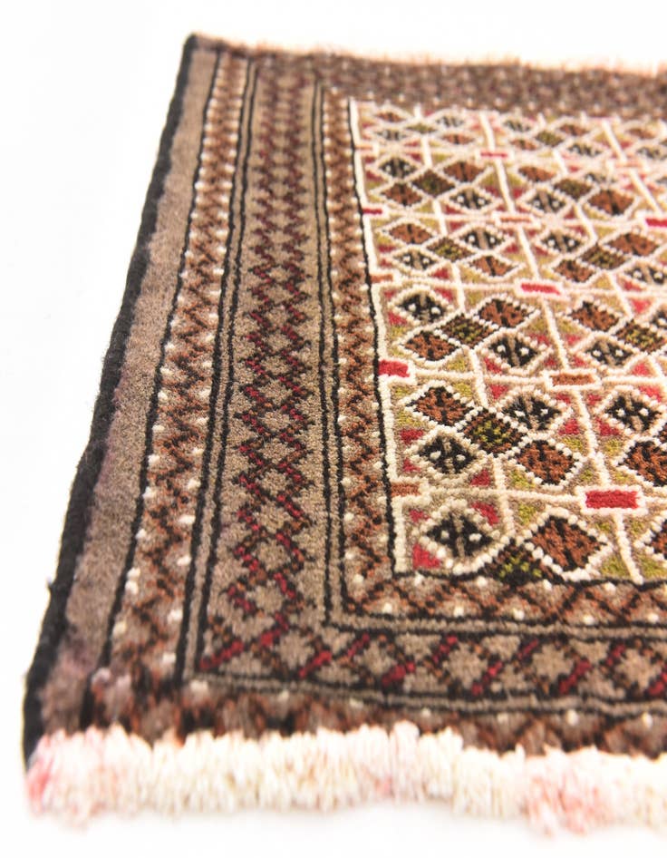 Detail image of 1' 8 x 3' 5 Hand Knotted Torkaman Persian Wool Rug