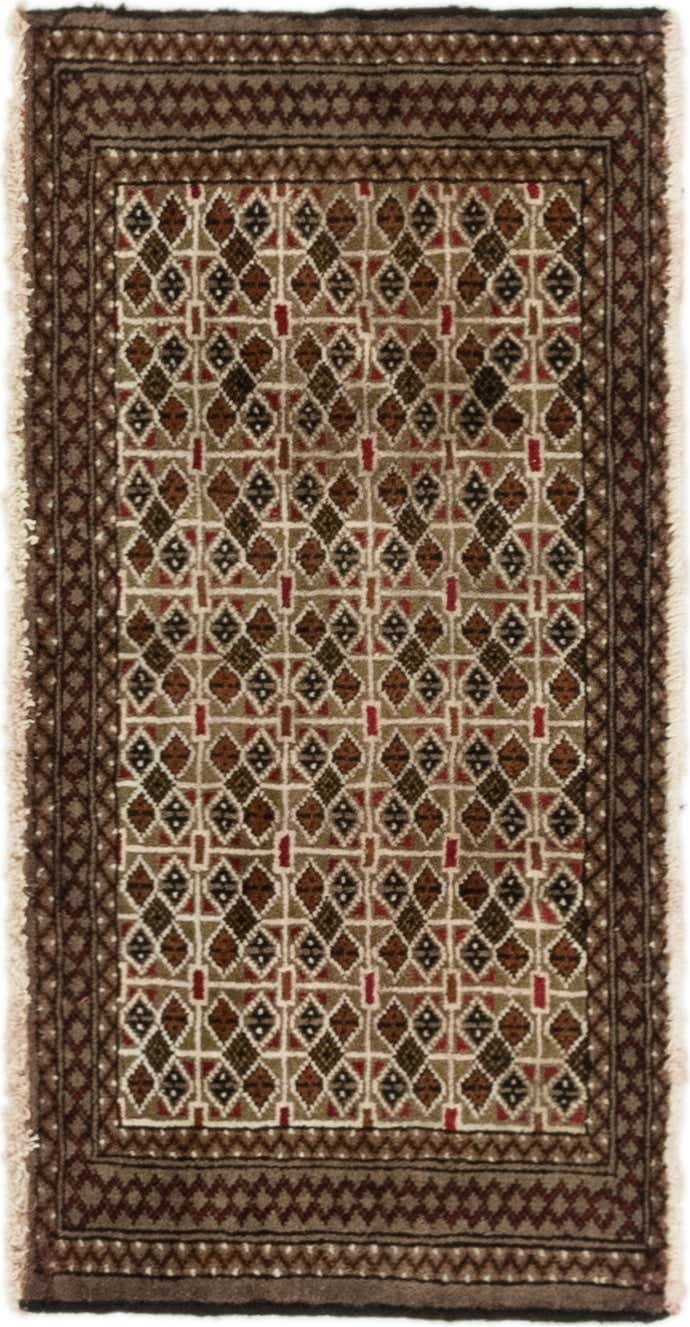 1' 8 x 3' 5 Hand Knotted Torkaman Persian Wool Rug