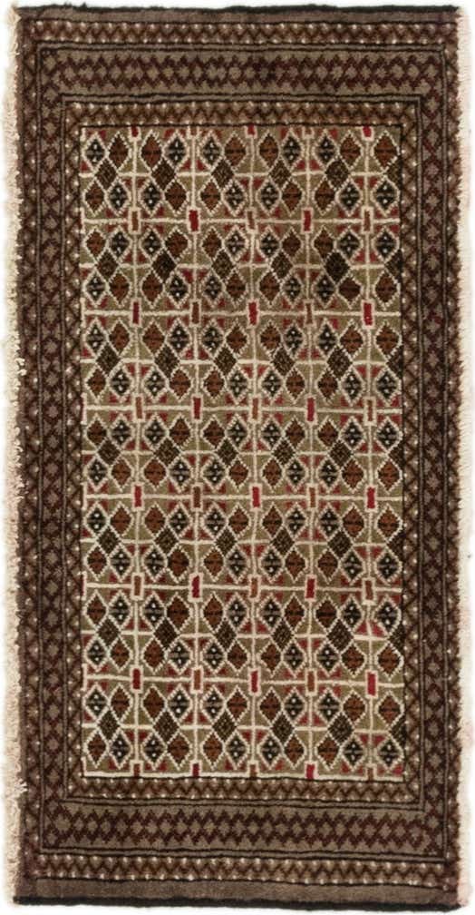 1' 8 x 3' 5 Hand Knotted Torkaman Persian Wool Rug