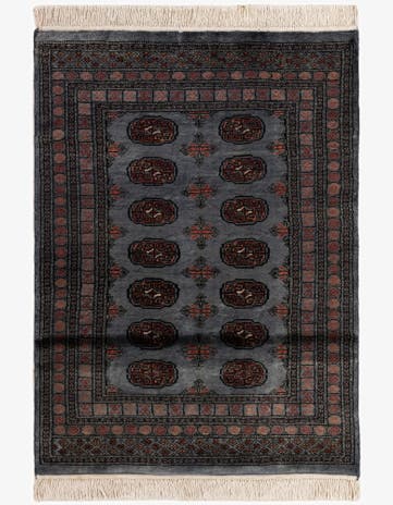 4' 1 x 5' 7 Hand Knotted Torkaman Persian Wool Rug