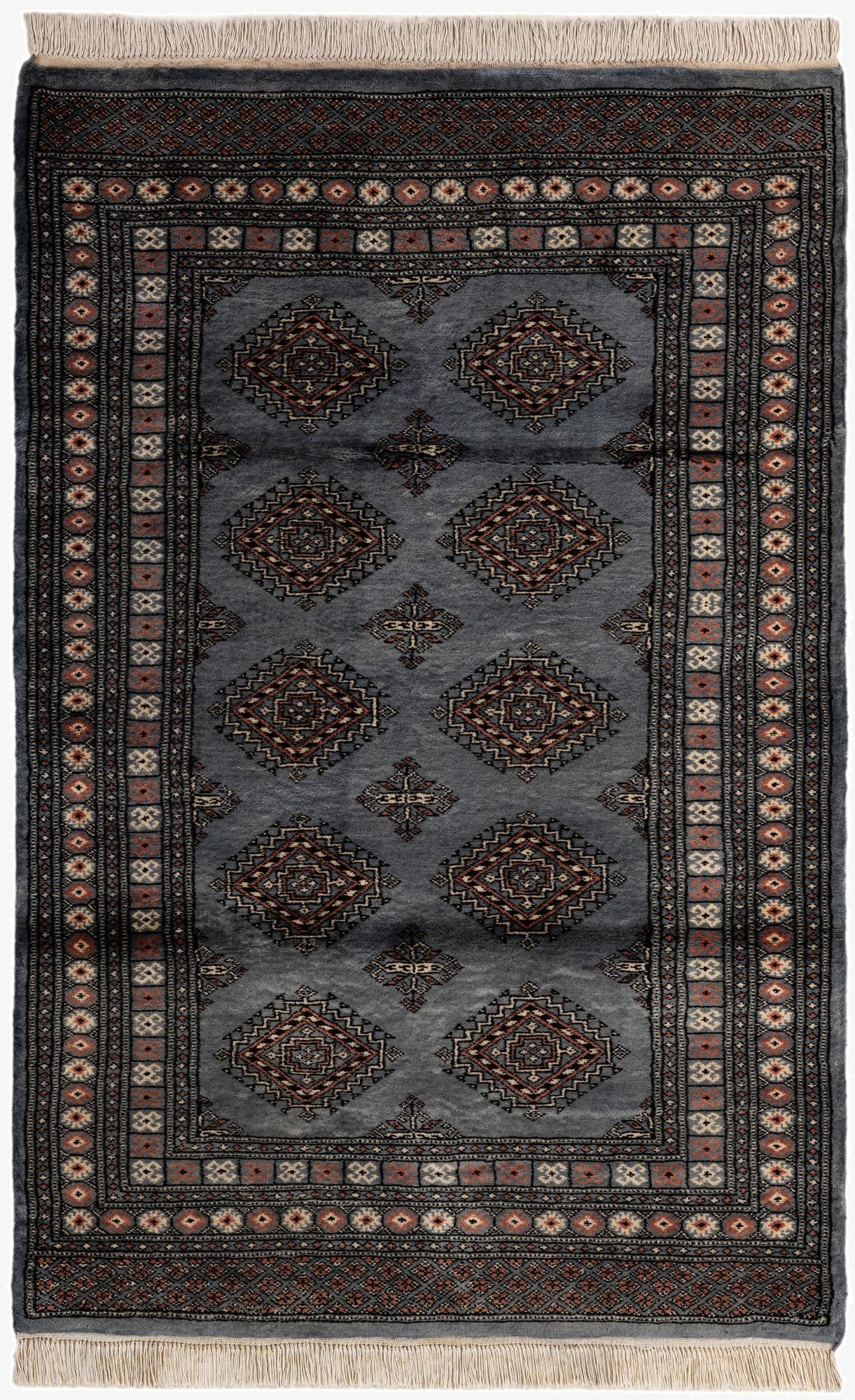 4' 3 x 6' 8  Hand Knotted Torkaman Persian Wool Rug