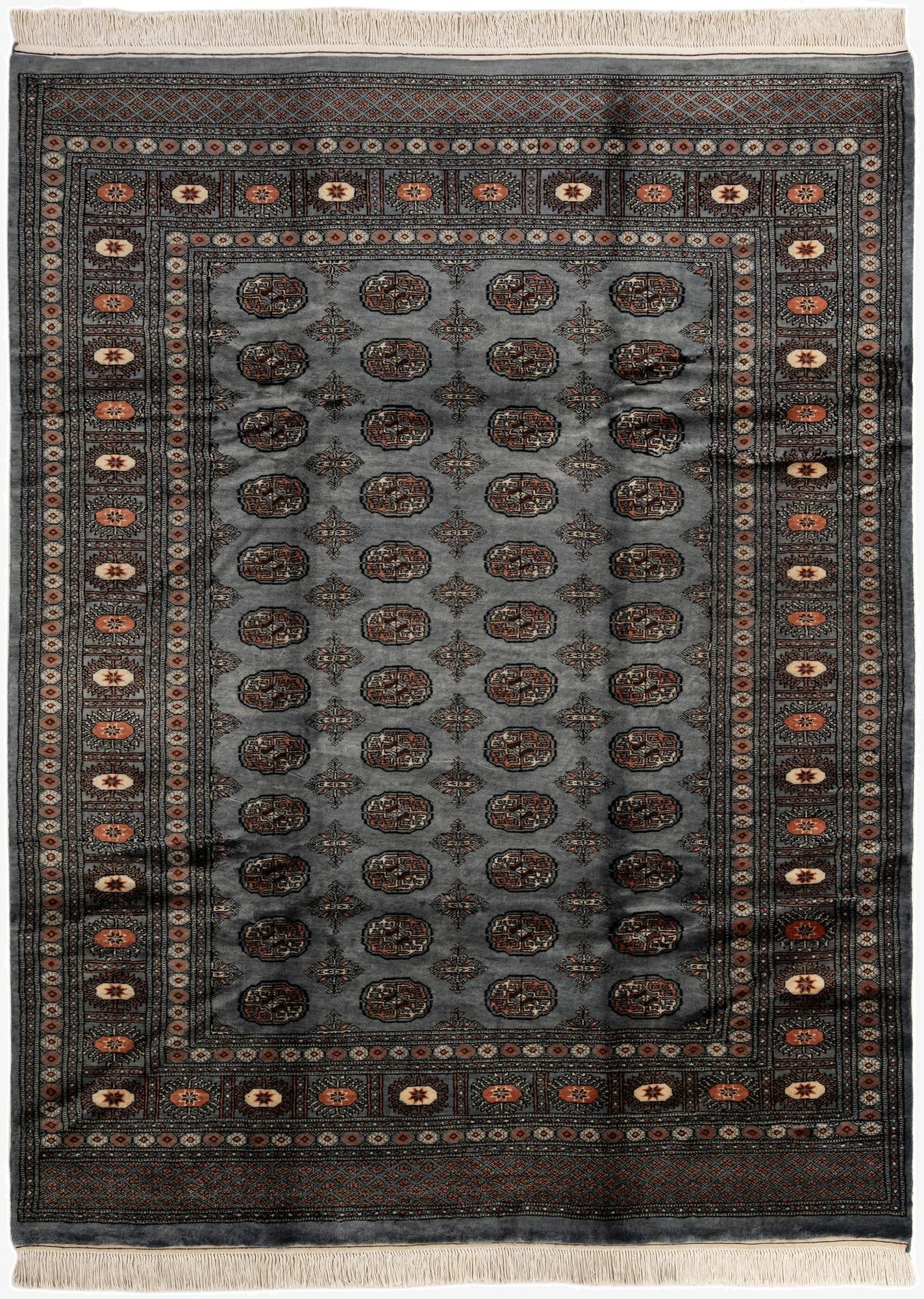 7' 3 x 9' 5  Hand Knotted Torkaman Persian Wool Rug