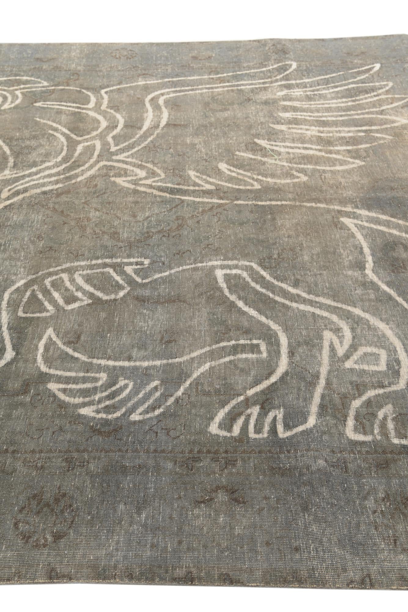8' 10 x 11' 3 Hand Knotted Ultra Vintage Persian Wool Rug