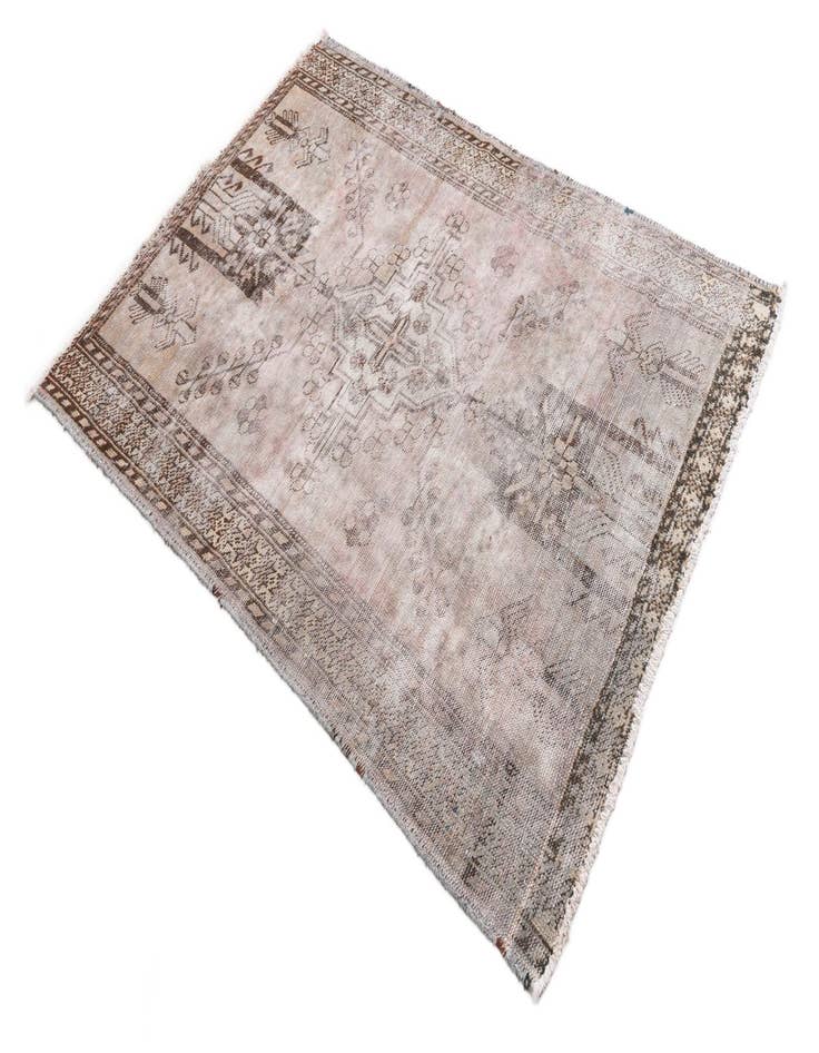 Detail image of 4' 2 x 5' 9  Hand Knotted Ultra Vintage Persian Wool Rug