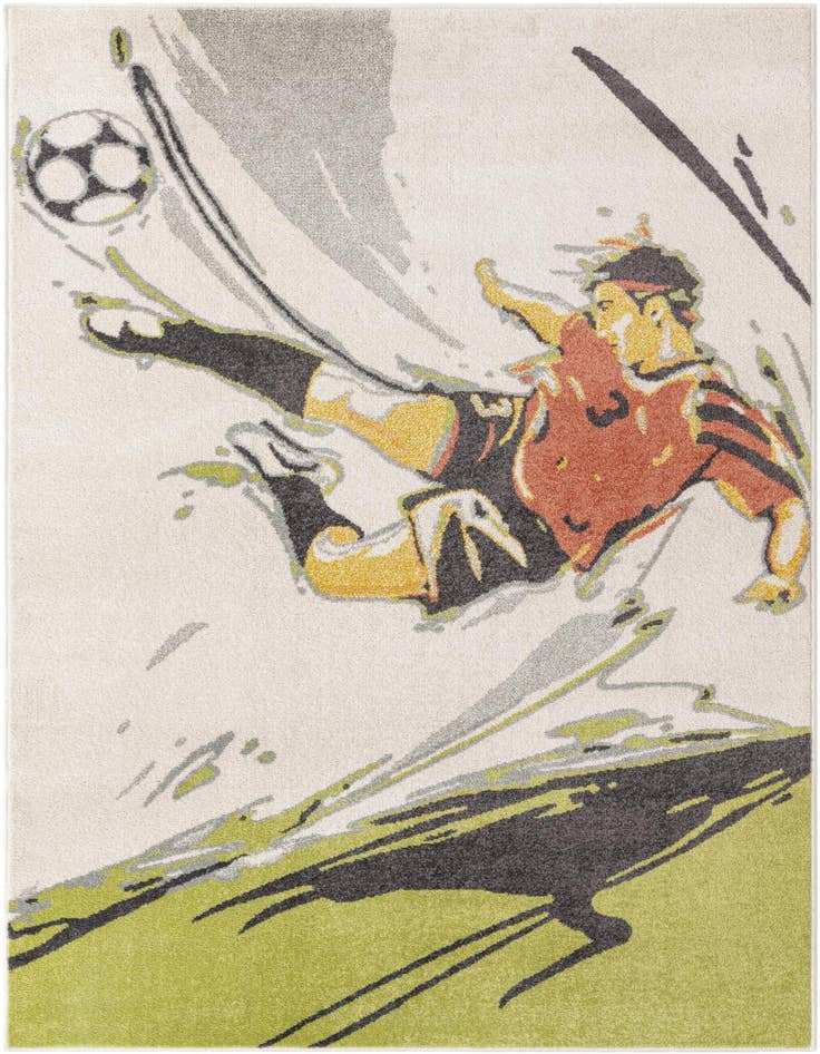 Detail image of 5' 3 x 8' Soccer Player Whimsy Kids Rug