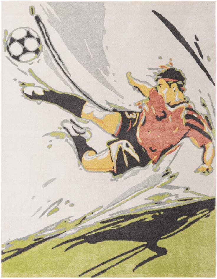 Detail image of 7' 10 x 10' Soccer Player Whimsy Kids Rug