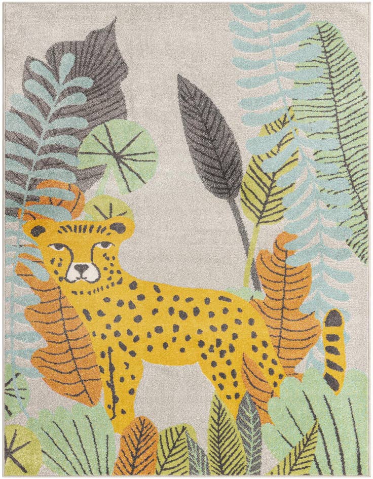 Detail image of 5' 3 x 8' Leopard Whimsy Kids Rug