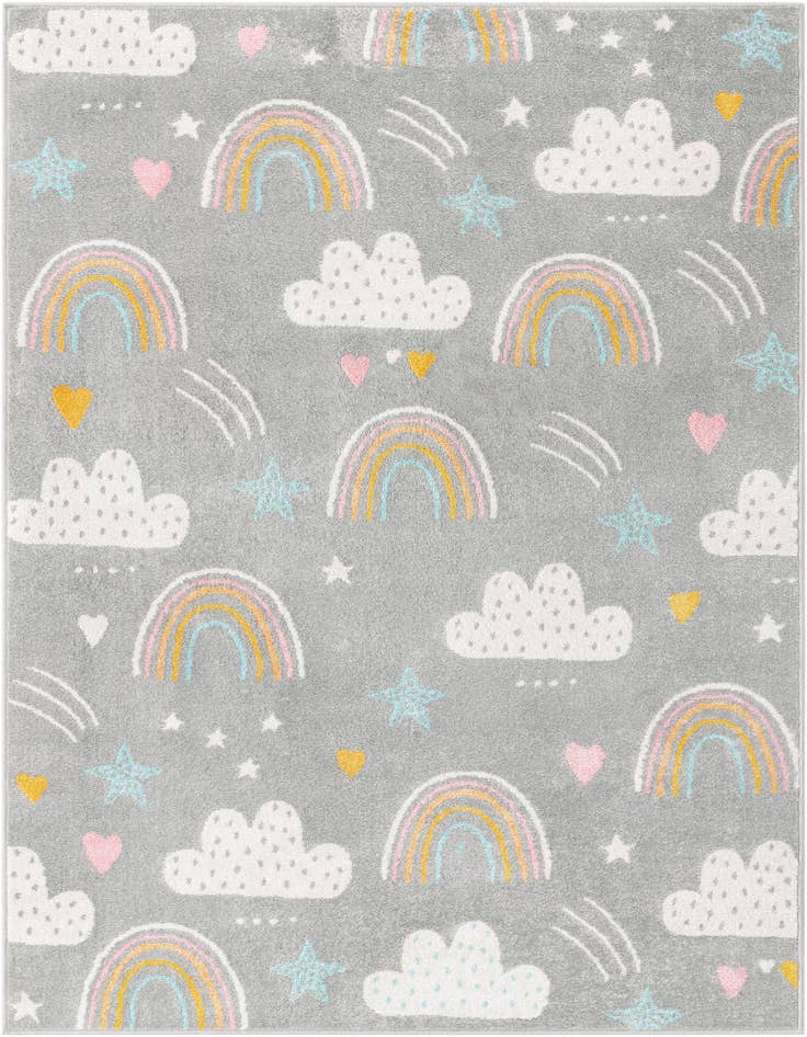 Detail image of 5' 3 x 8' Clouds and Rainbows Whimsy Kids Rug