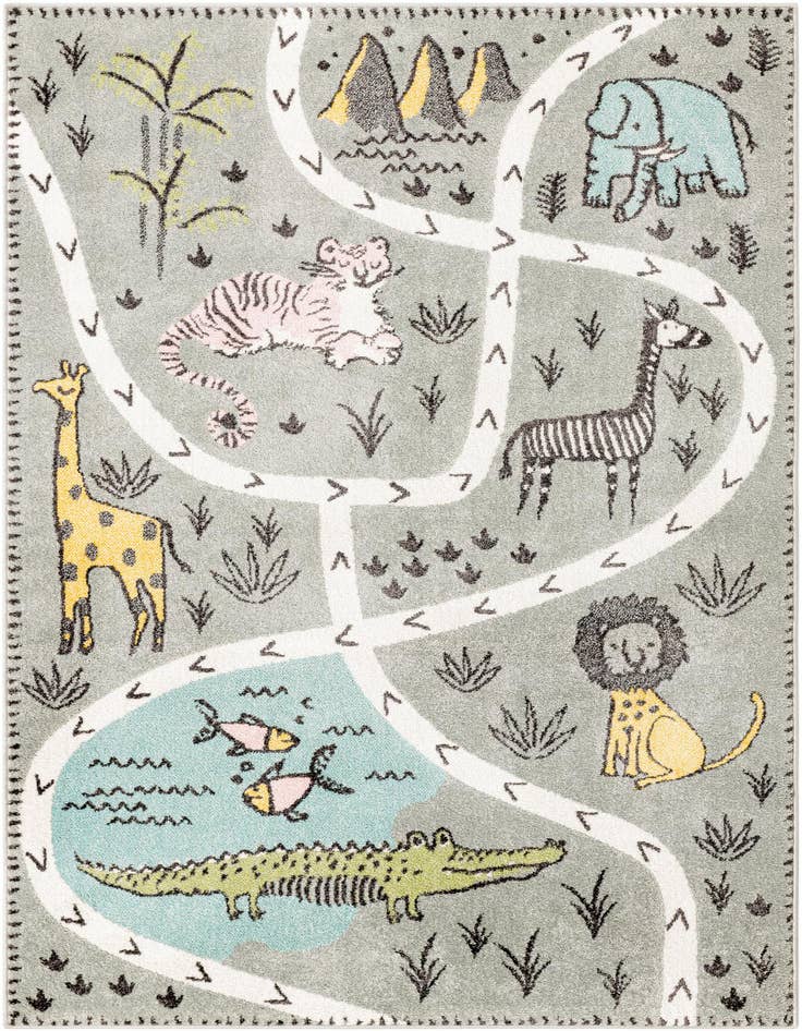 Detail image of 5' 3 x 8' Animals Whimsy Kids Rug