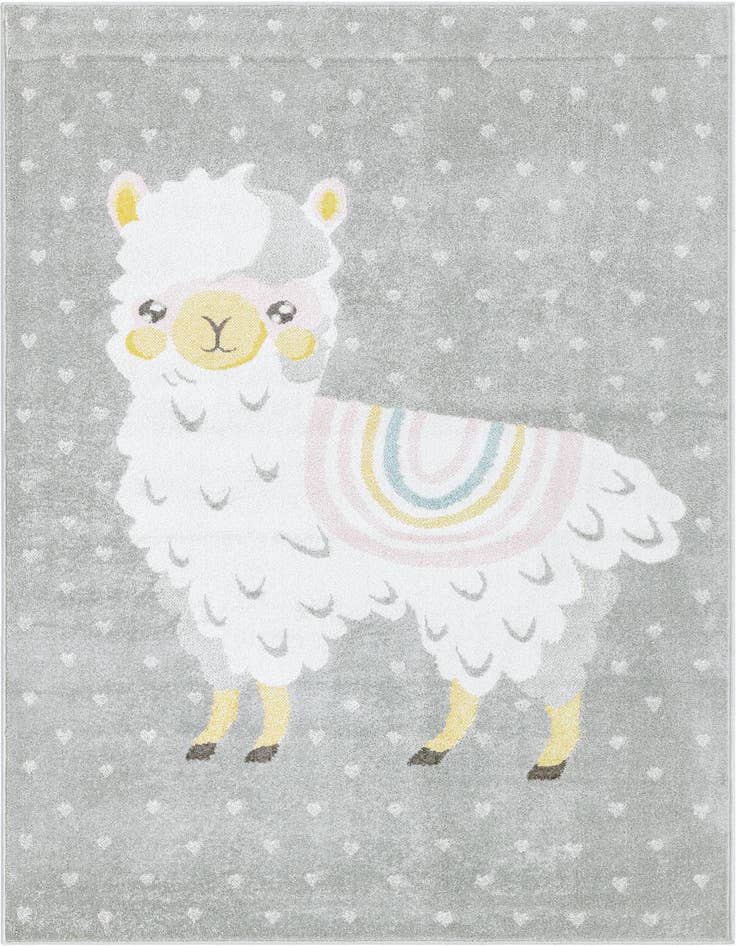 Detail image of 5' 3 x 8' Llama Whimsy Kids Rug