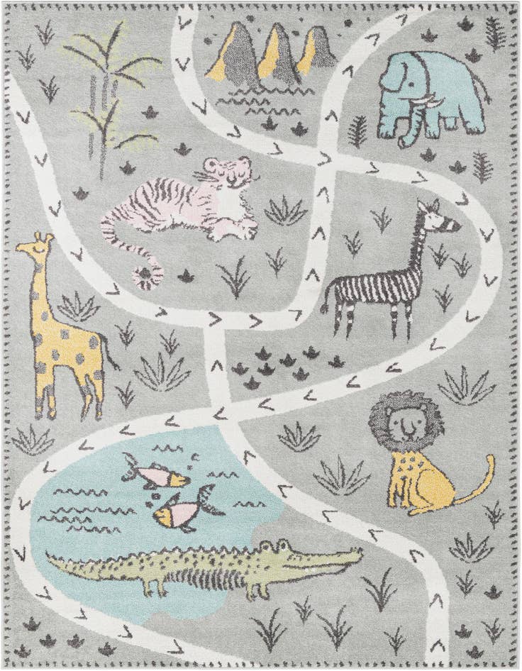 Detail image of 6' 1 x 9' Animals Whimsy Kids Rug