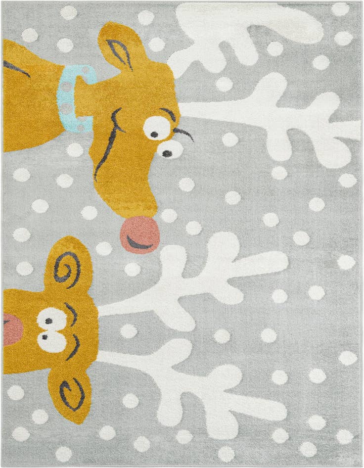 Detail image of 5' 3 x 8' Reindeer Whimsy Kids Rug