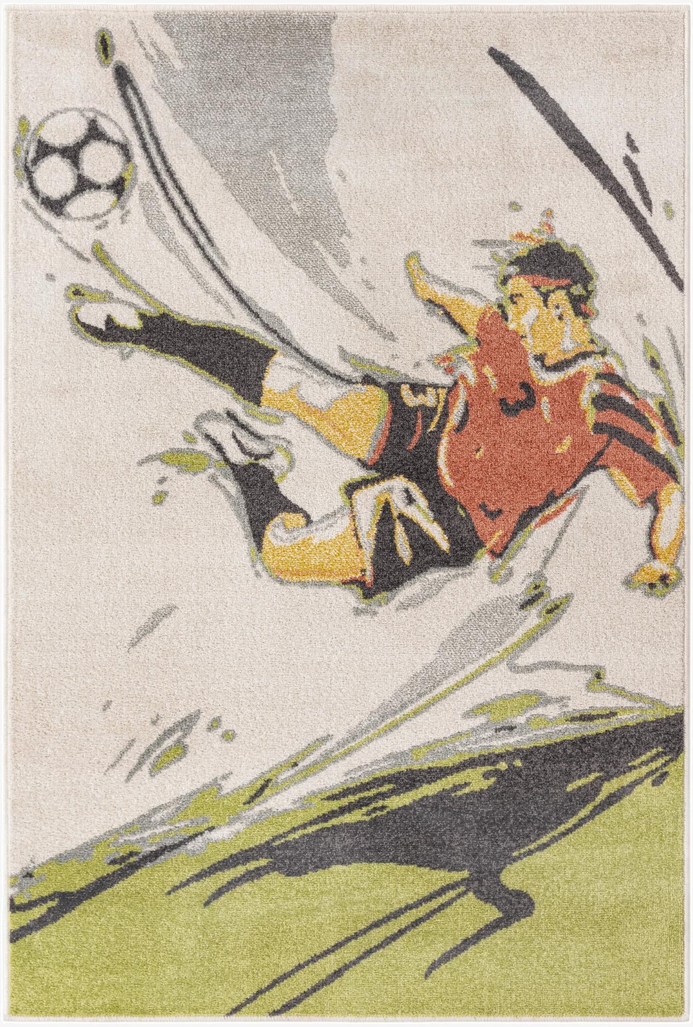 4' x 6' Soccer Player Whimsy Kids Rug