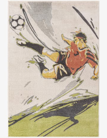Gray Soccer Player Whimsy Kids Rug