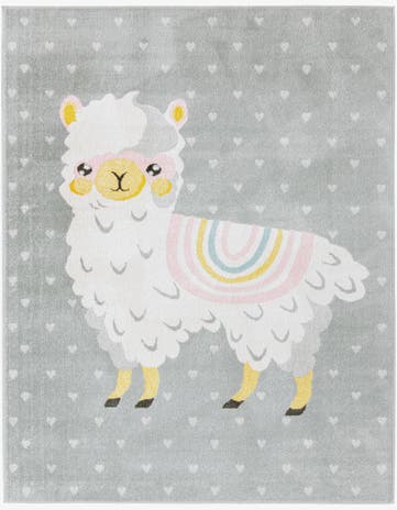 Gray Llama Whimsy Kids Rug
