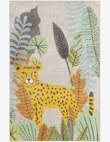 Gray Leopard Whimsy Kids Rug