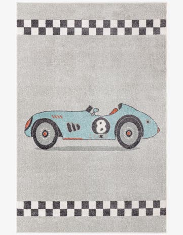 Gray Racecar Whimsy Kids Rug
