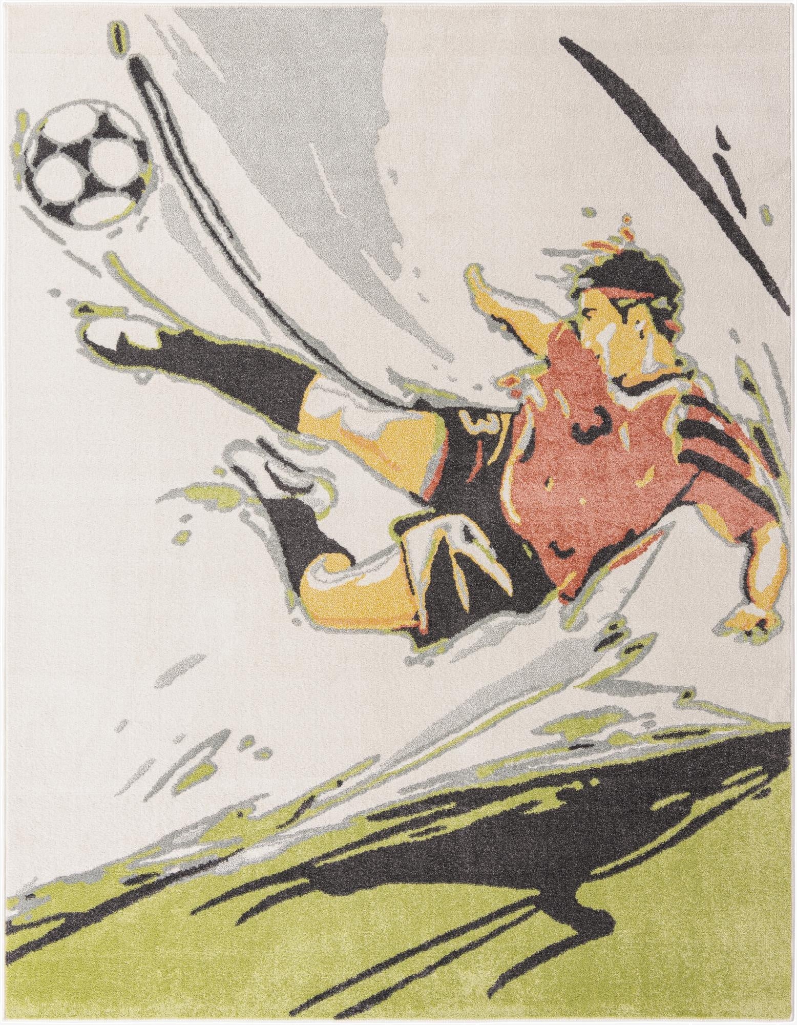 7' 10 x 10' Soccer Player Whimsy Kids Rug