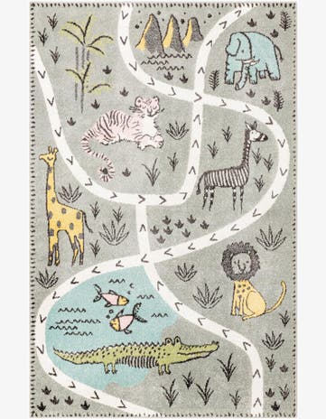 5' 3 x 8' Animals Whimsy Kids Rug