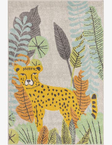 Gray Leopard Whimsy Kids Rug