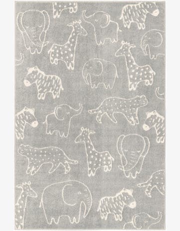 Gray Animals Whimsy Kids Rug