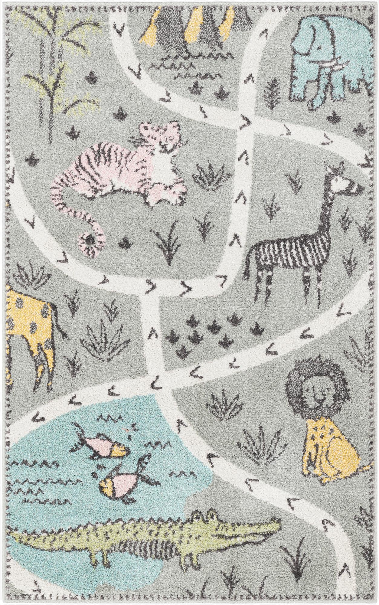 3' 3 x 5' 3 Animals Whimsy Kids Rug
