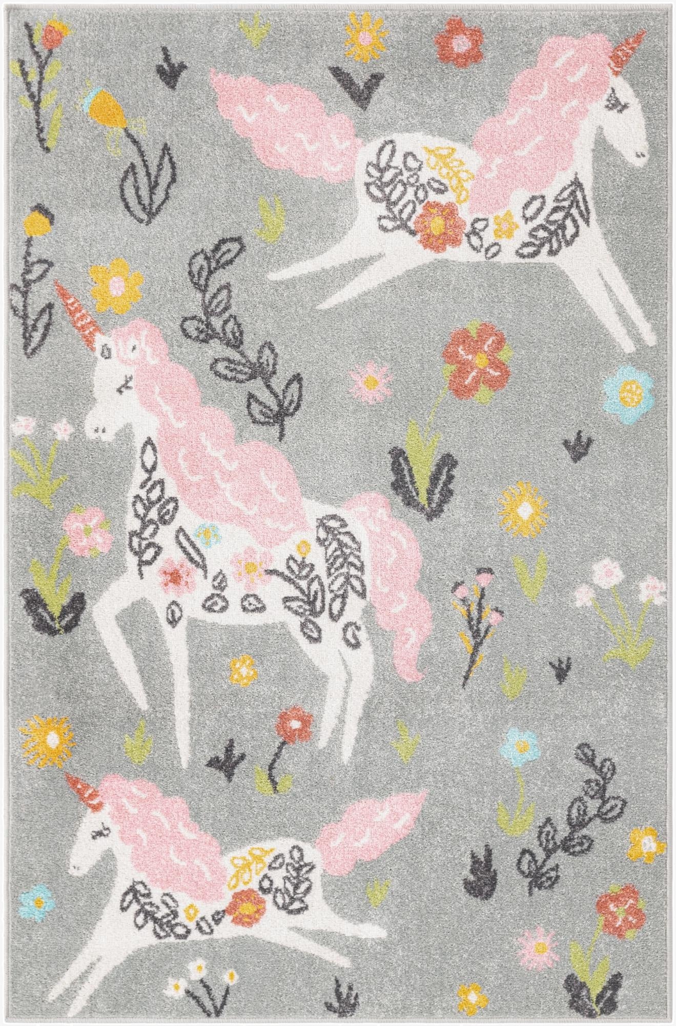 4' x 6' Unicorns Whimsy Kids Rug