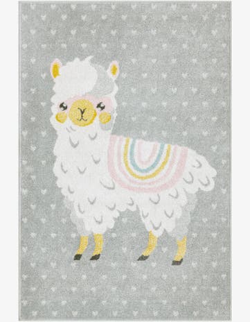 Gray Llama Whimsy Kids Rug