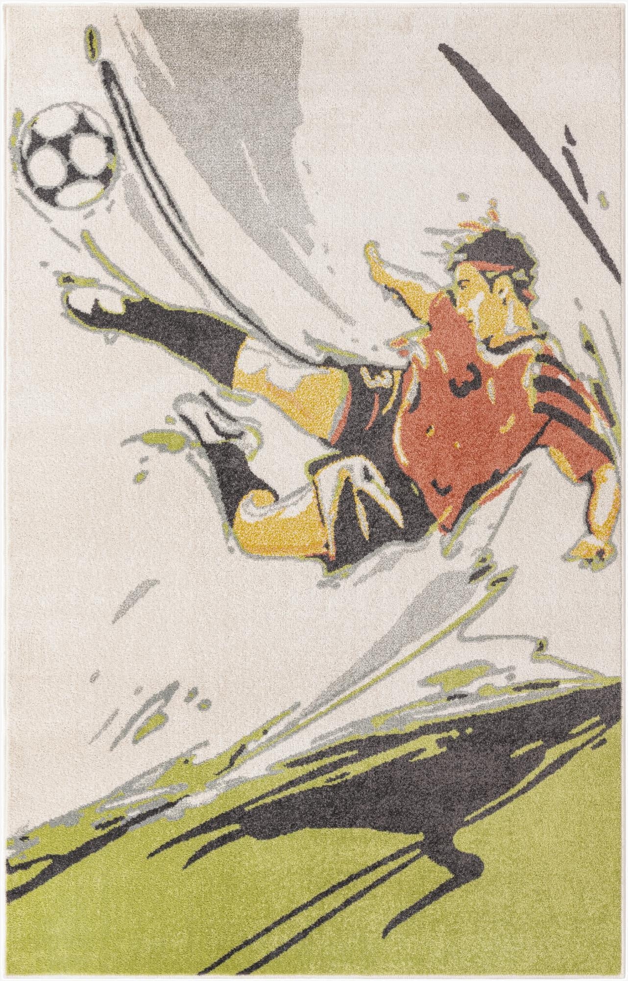 5' 3 x 8' Soccer Player Whimsy Kids Rug
