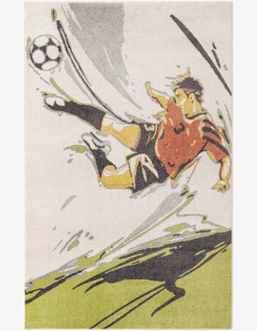 Gray Soccer Player Whimsy Kids Rug