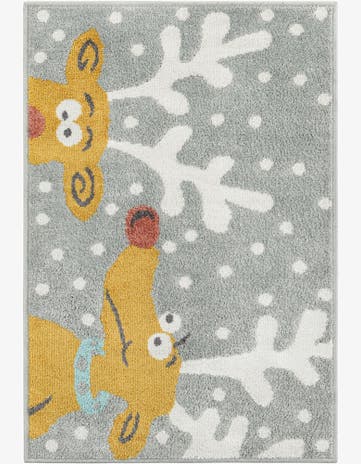 Gray Reindeer Whimsy Kids Rug