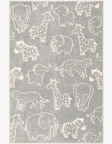 Gray Animals Whimsy Kids Rug