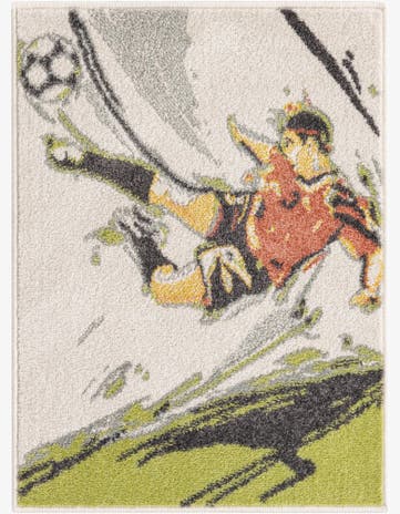 Gray Soccer Player Whimsy Kids Rug