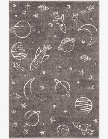 Gray Planets Whimsy Kids Rug