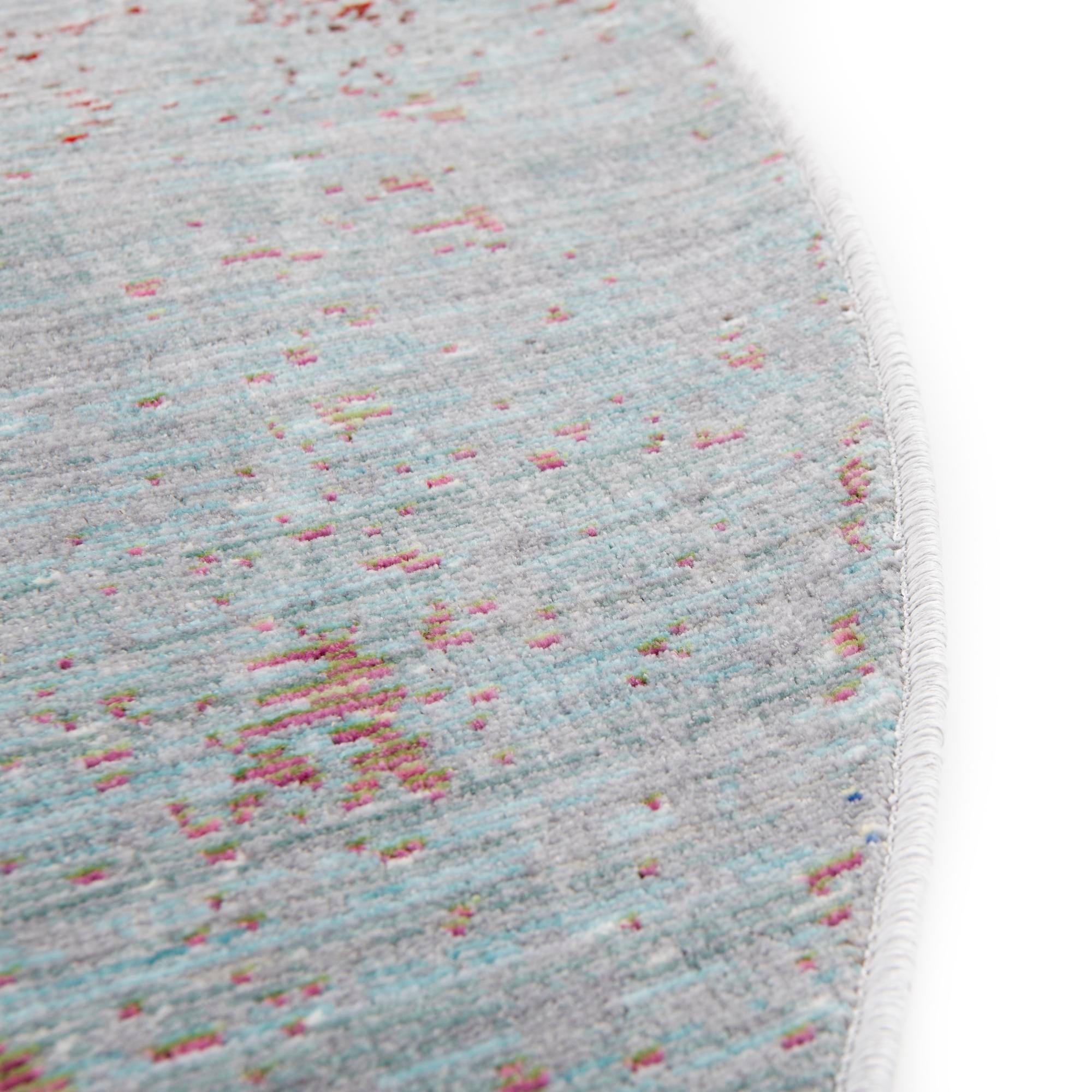 6' x 6' Aqua Round Rug