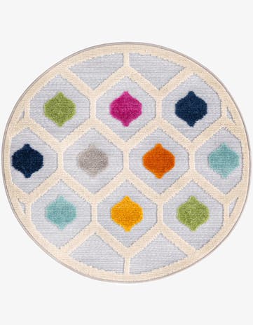 Gray Easy-Clean Aruba Indoor / Outdoor Round Rug