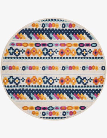 Gray Easy-Clean Aruba Indoor / Outdoor Round Rug