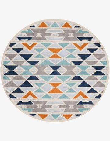 Gray Easy-Clean Aruba Indoor / Outdoor Round Rug