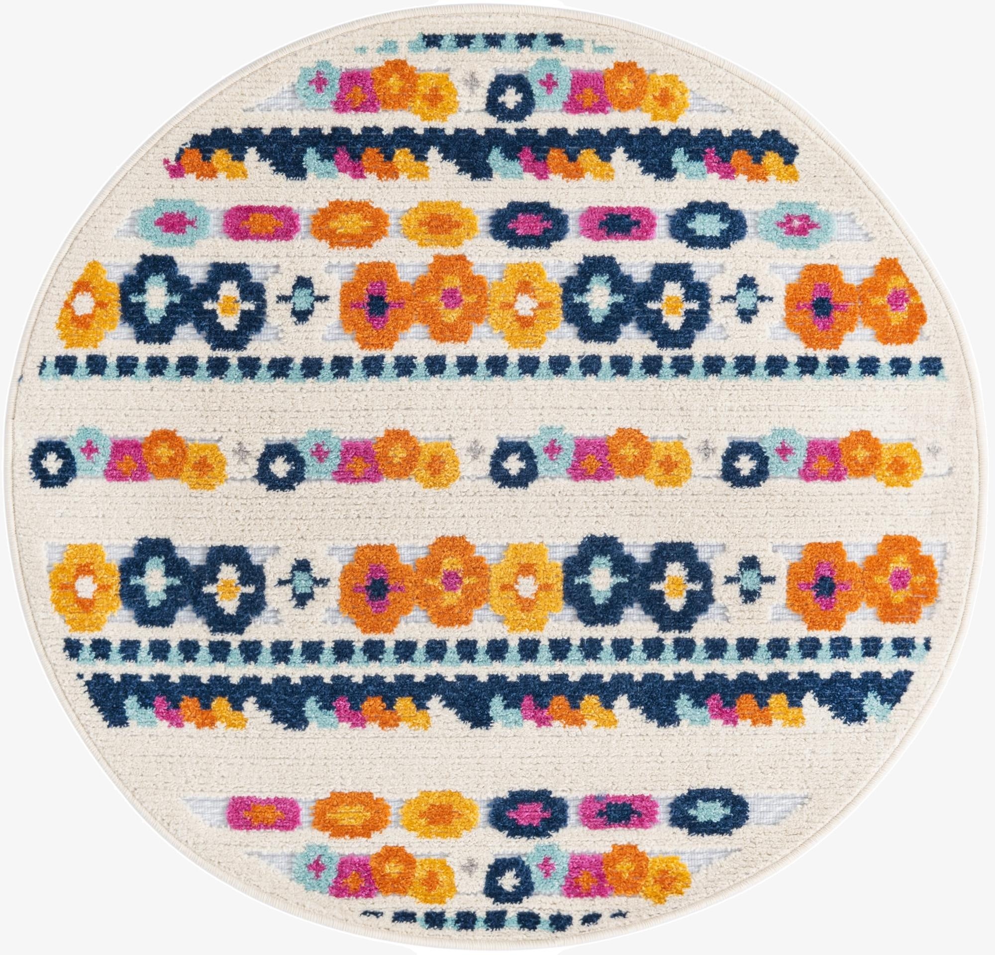 3' 3 x 3' 3  Washable Aruba Indoor / Outdoor Round Rug