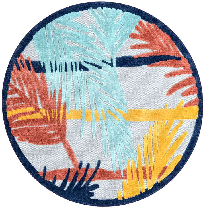 5' 3 x 5' 3 Easy-Clean Belize Indoor / Outdoor Round Rug