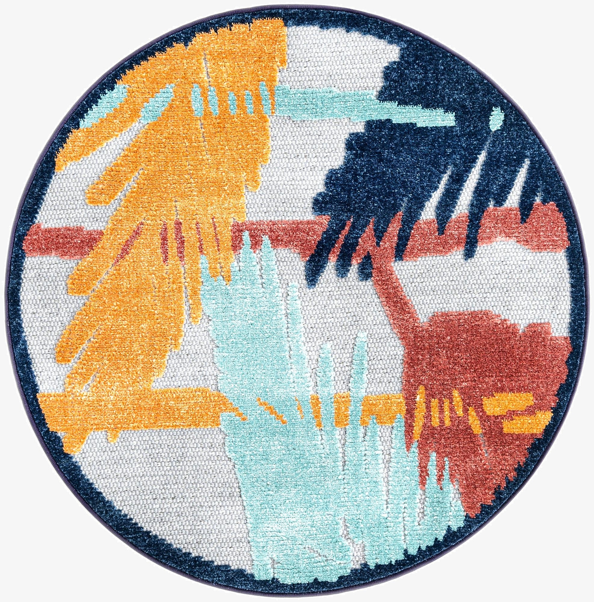 3' 3 x 3' 3  Washable Belize Indoor / Outdoor Round Rug