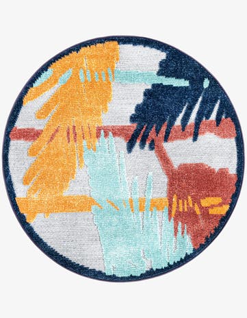 Gray Easy-Clean Belize Indoor / Outdoor Round Rug