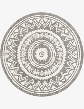 Gray Boho Round Rug